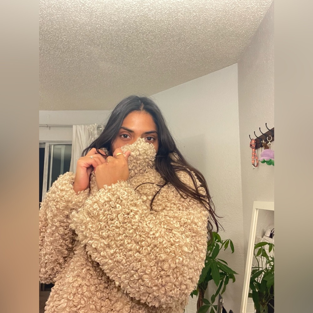 Zara, Teddy coat, Long coat, Fax Sheep skin,